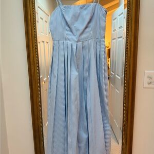 Blue and White Striped Maxi Dress